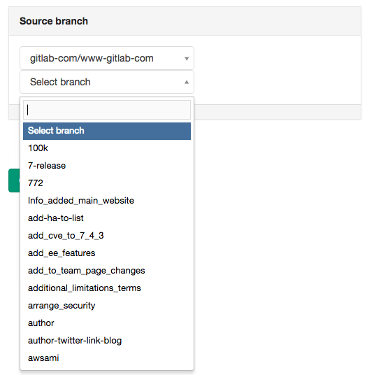 Select a branch