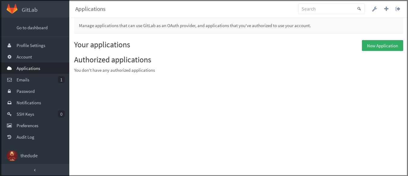 New OAuth application