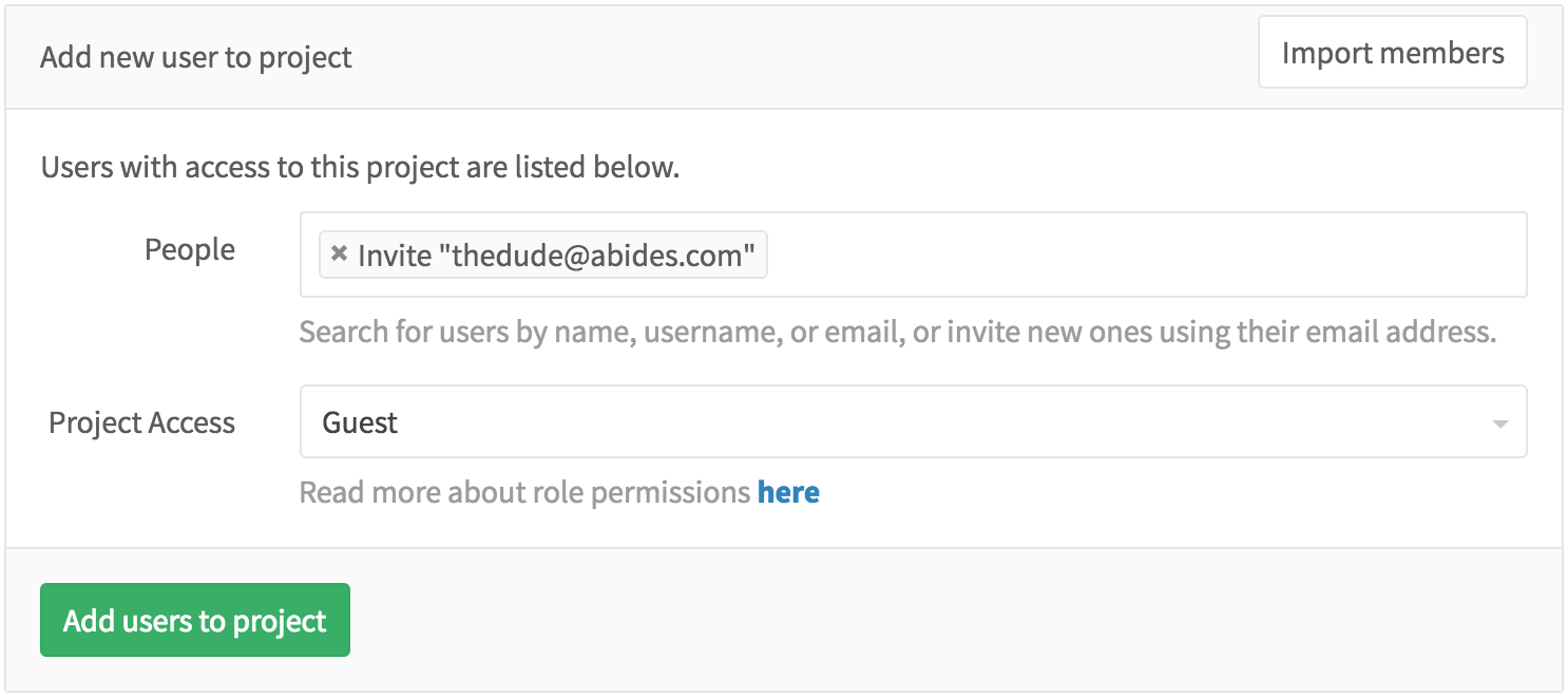 Invite user by mail ready to submit